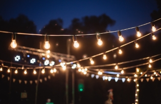 lights at an outdoor party