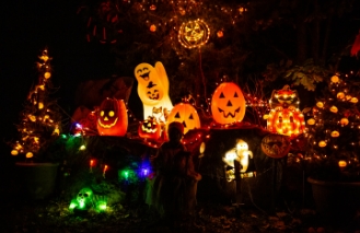 halloween lighting in yard