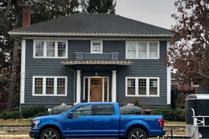 White Christmas Lights on historic house