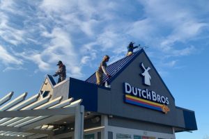 Christmas Lights installation at Dutch Bros