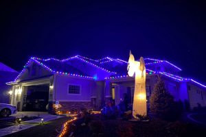 multi-color Christmas Lights on large house